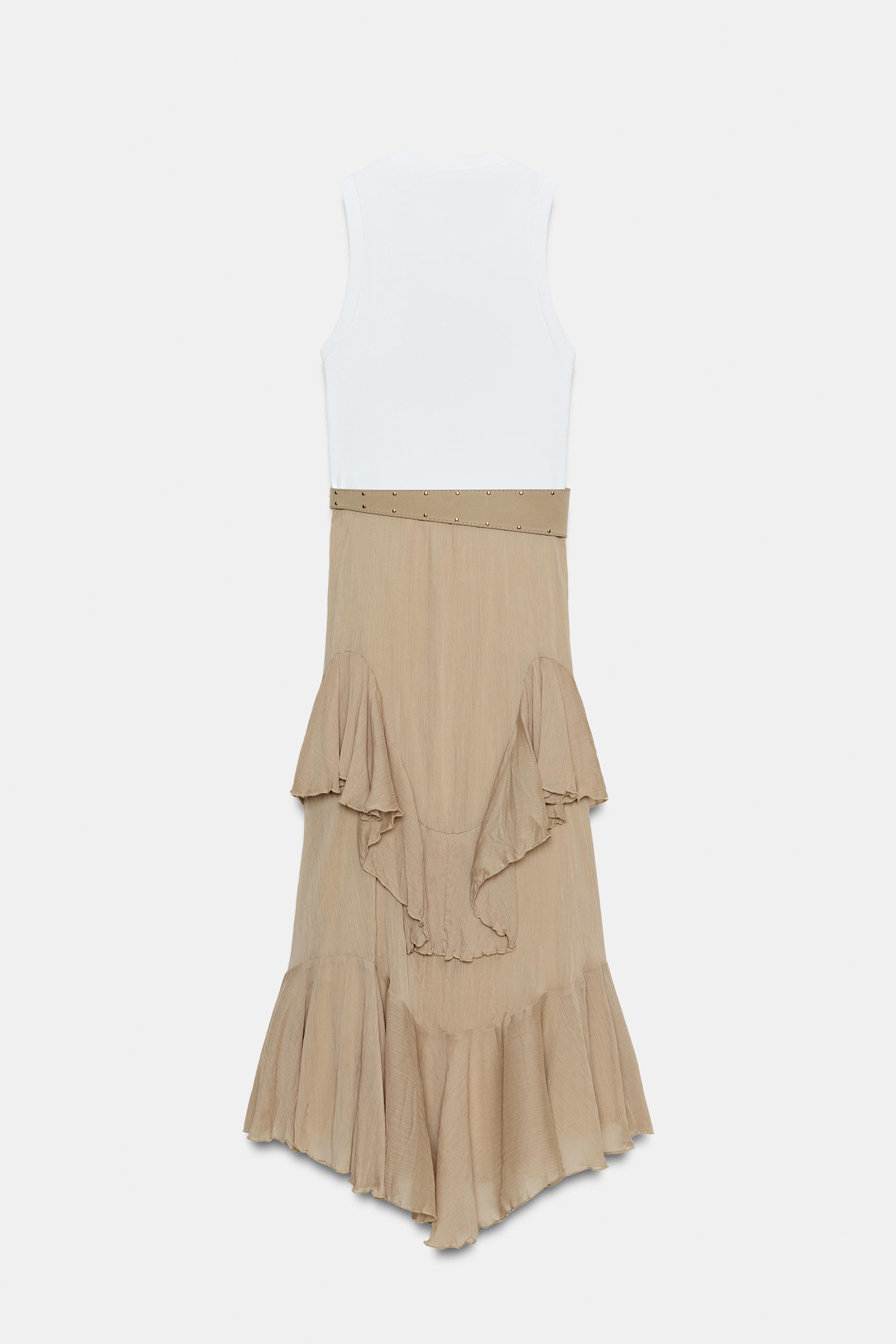 ROBE BIMATIÈRE AVEC CEINTURE ET VOLANTS